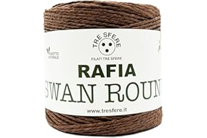 FILATI ITALIANI Rafia Swan Round 100% ecologica da 150g - 250 metri per le tue borse handmade estive o cappelli (-marrone - ROUND)
