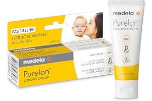 Medela Purelan 37g Crema de Lanolina para Pezones, Alivio rápido para pezones doloridos y piel seca, 100% natural, hipoalergé