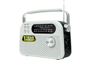 iBELL FM730BT Portable FM Radio with Bluetooth Speaker, USB & SD Card MP3 Player, Headphone Jack, Dynamic Sound, 3-Band Tuning, Rechargeable Battery with Type-C Charging Port (White)