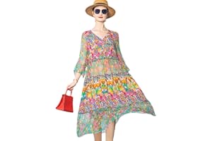 Hdhdeueh Damska sukienka plażowa w stylu boho, styl vintage, elegancka sukienka na imprezę, sukienka midi, 3a, XL