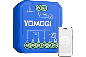 YOMOGI Module Volet Roulant Connecté, Module Interrupteur pour Rideau Stores WiFi, Compatible avec Alexa Google Home pour Contrôle à Distance, Commande Vocale, Minuterie