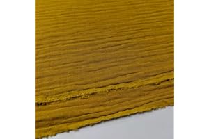 DISCOVER LIFESTYLE & FASHION FABRICS Double Gauze 100% Cotton Plain Fabric Dress Making Lightweight Muslin Baby Swaddle Blankets Scarves Summer Clothing | 53" - 135 cm Wide | per Half Metre (Mustard Gold)
