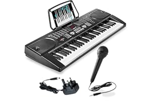 Crystals® 61 Keys Electronic Teaching Keyboard Digital Music Piano Instrument & Microphone - Black