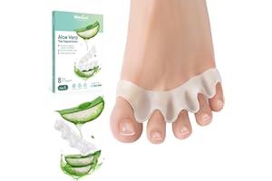 Welnove Séparateurs d'orteils pour corriger les orteils - 8 paquets d'écarteurs d'orteils en silicone pour les pieds des hommes et des femmes (transparent)