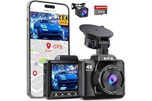 VEEMENT Dashcam Auto Vorne Hinten 4K+1080P, Dash Cam Auto mit GPS WiFi, Parküberwachung, Dual Autokamera mit 32GB Karte, 170° Weitwinkel, Super Nachtsicht, G-Sensor, Loop-Aufnahme, APP Steuerung, Max 256GB