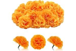 GEFIRE 30 Pcs Cabezas de Flores de Clavel Falso Flor Artificial en Forma de Margarita, Flores Artificiales Decoracion, Decoraciones para Fiestas Decoración de Bodas en el Hogar (Naranja)
