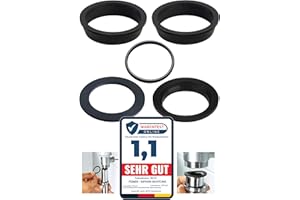 FEINER® | 5-teilig | Dichtung Waschbecken Ablauf - Dichtungset für 1 1/4 Zoll (32mm) | Siphon Dichtungen für handelsübliche Siphons | Flaschen- & Designsiphon | 2x Keil-, 2x Flach-, 1x O-Ringdichtung