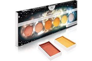 MOZART SUPPLIES Mozart Metallic Watercolour Paint Set, with 6 Shimmery Colours, Portable and Lightweight, Perfect for Artists, Students & Hobbyists