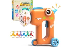 KIDCLOUD Gifts for Boys Girls Kids Age 3+: Light Up Spinning Top Flying Disc Launcher Whistle Dinosaur Car 4 In 1 Toys for 4 5 6 7 Year Olds Girl Boy Activities Birthday Presents for Children Dino Toy