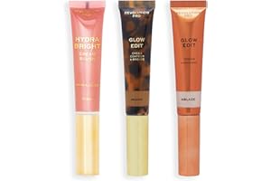 Revolution Pro Trio de baguettes en crème pour le visage, set de maquillage pour le contour, fard à joues et surligneur, végétalien et sans cruauté, moyen, 1x12ml, 2x15ml