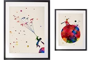 Nacnic - Set 2 Láminas Decorativas El Principito Acuarela - Posters con Explosion de Color - Impresión de Arte Mural para Habitacion Infantil