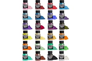 Luckymica poudre de mica, 24 couleurs pour résine, pigments époxy 240 g pour fabrication de savon, loisirs créatifs, ongles, teinture​