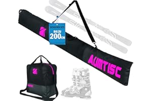 AUMTISC Sac De Ski Et Sac De Bateau CombinéS Et RembourréS pour 1 Paire De Chaussures De Ski Sac De Ski avec Longueur RéGlable Jusqu'à 200 Cm
