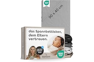 ‎SÄMANN Sämann Jersey Spannbettlaken Spannbetttuch 90x40 cm für Beistellbett, Wiege & Stubenwagen, Baumwolle grau