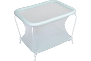 PLASTIMYR - Parque Americano Rectangular para Bebés | Plegable y Compacto | Estampado Safari Mint | Acolchado Antimordiscos | 2 Asas de Sujeción | para Niños 0-24 Meses, Menta, Polipropileno