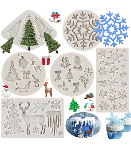 Silikon-Formen Set – Weihnachtsbaum, Elch & Schneeflocke Für Schokolade, Fondant & Seife