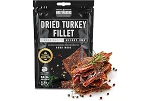 THE MEAT MAKERS - Original Dried Turkey Fillet 100g - Filete de pavo deshidratado, carne seca, snack cárnico rico en proteínas. Ideal para deportes, picnics, en la oficina.