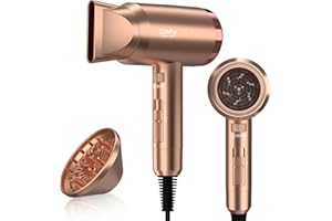 ‎CONFU Ionen Föhn, CONFU 1800W Tragbar Reise Fön, mit Stylingdüsen und Diffusorr, 3 Temperatureinstellungen und Stufenlose Geschwindigkeitsänderung
