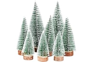 FLOFIA 8STK Weihnachtsbaum Mini Künstlich 3 Größe Miniatur Tannenbaum Grün Mini Christbaum Tree Klein Weihnachtsdeko Figuren 10/15 /20 cm