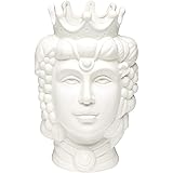 Baroni Home Testa di Moro in Ceramica in Stile Siciliano Dipinto a Mano, Vaso Monocromatico per Piante da Interno, Soprammobi