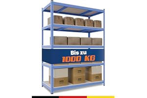 2mGoods Robustes Schwerlastregal 180x150x60, geruchsarm mit abgerundeten Kanten, Küchenregal, Schimmelresistent, erhöhte Stahlstärke Metallregal, bis 875KG (Blau, 0,9 mm)