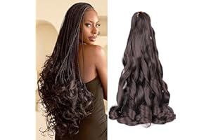 BSMLSPHW Francuskie warkocze do włosów, 61 cm, 8 sztuk, wstępnie rozciągnięte, luźne, falowane, kręcone, syntetyczne włosy do warkoczy (4#)