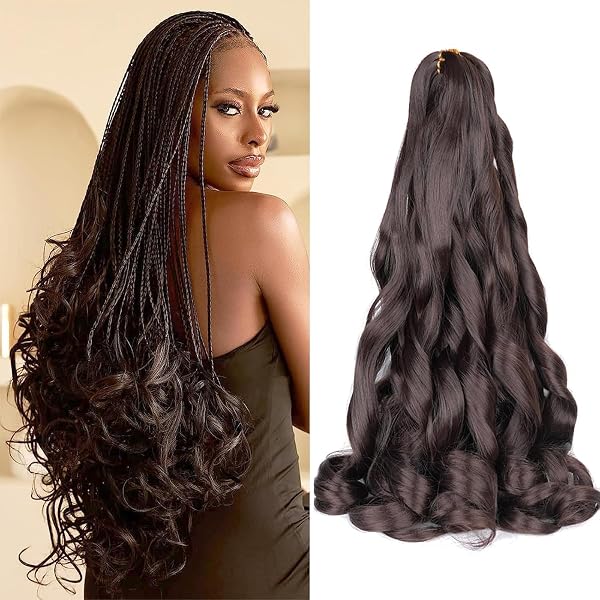 COOKOO French Curl Flechthaar – 9 Packungen à 75 G, 55 Cm, Vorgedehnt, Lockig, Farbe 1B