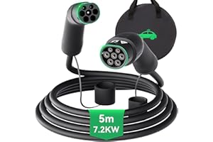 MCEVKELN Type 2 to Type 2 EV Charging Cable 7.2kW- EV Charger Type 2 Charging Cable|32A |1 Phase|5m TPU Cable Compatible with all EVs Tesla/MG/VM/BMW/Polestar