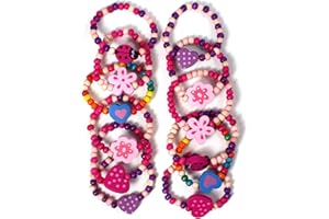 Stands Out, Supplying Outstanding Gifts 12 Wooden Beaded Friendship Bracelets for Girls - Party Bag Fillers for Kids Party - Christmas Birthday Party Favours - Stocking Filler