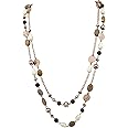 BOCAR 2 Layer Long Link Chain Necklace Crystal Beads Women Party Long Necklace Gift