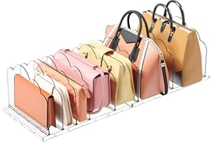 Lifewit 2 Stück Handtaschen Trenner Aufbewahrung für 7 Taschen, Transparent Regaltrenner Taschenständer Abnehmbar Schrank Organizer für Clutch, Tragetaschen, Bücher im Schlafzimmer