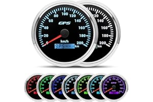 PIOUSUNT 110mm Geschwindigkeitsmesser GPS Tacho Kilometerzähler 0-200Km/H Wasserdichter IP67 7-Farben Tachometer Messgerät für Auto Boot Yacht 12V/24V