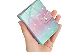 Fintie Mini-Fotoalbum für 5,1 x 7,6 cm große Filme, 52 Taschen, kleine Alben für Fujifilm Instax Mini Sofortbildkamera/Polaroid Hi-Print-Bilder, Kpop Fotokartenhalter, glitzerndes Grün/Rosa