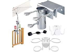 YeahBoom Uchwyt na parasol przeciwsłoneczny z metalu, klamra stołowa do parasoli ogrodowych z haczykami, stojak na taras lub stół, stojak na parasole przeciwsłoneczne, do ogrodu, na taras, balkon