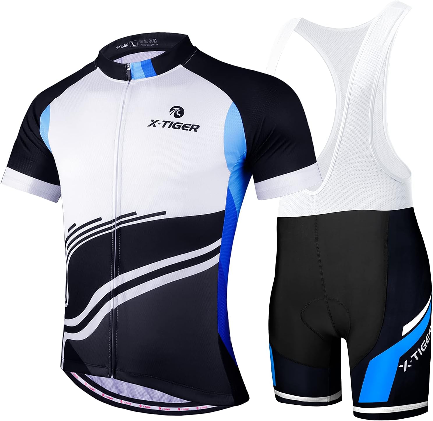X-TIGER Hombres de Bicicleta con 5D Gel Acolchado MTB Ciclismo Maillots Tirantes Culotte Pantalones Cortos Culotes