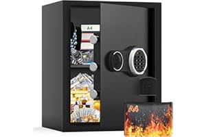 MEJASG Fireproof Safe Box with Fireproof Document Bag, 43L Personal Fireproof Safe with Backlit Keypad, Anti-Theft Security Home Safes for Money Jewelry Documents Valuables