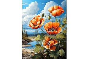 luckyarina Blume Malen Nach Zahlen Erwachsene-Schlafmohn Malen Nach Zahlen Erwachsene Leinwand,Malen Nach Zahlen für Erwachsene Blumen,DIY Ölgemälde für Home Décor (30X40cm)