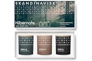 Skandinavisk - Hibernate Giftset of 3 Mini Scented Candles. Skog 'Forest', Hygge 'Cosiness', and KOTO 'Home'. Vegan Formula. 3 x 65g.