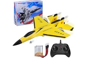 yusvwkj RC Plane, SU35 RC Airplane Ready to Fly, 2.4 GHz 2 Channel Remote Control Airplane RC Glider with Colored Lights for Kids/Adults/Beginners, Yellow