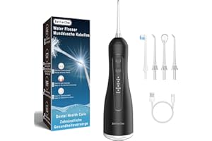 ‎BETTERCHOI Betterchoi Munddusche Kabellos Tragbar Elektrische Zahnreiniger, 4 Reinigungsmodi, 1800 Impulse, 300ML Wassertank, IPX7 Wasserdicht, USB Typ-C Aufladung für Haus & Reisen (Schwarz)