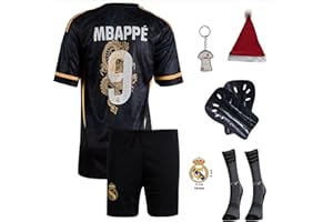 Gokaynex Mbappe R.Madrid #9 smok retro limitowana edycja trykotu dla dzieci i spodenek, koszulka sportowa, koszulka treningowa, koszulka dziecięca, koszulka z krótkimi fanami piłki nożnej (4-13 lat)
