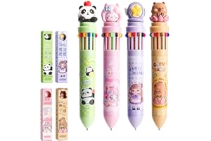 MLLTECH 12 in 1 Versenkbare Kugelschreiber-4 Stück Mehrfarbig Stifte Kreativer Süßer Cartoon-Stift, Retractable Kugelschreiber für Büro Schulbedarf Studenten Kinder Geschenk Mitbringsel Kindergeburtstag