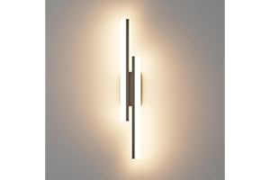 Klighten Applique da Parete LED Interno 56cm, 12W 1250LM Lampada da Parete Lungo Mordern, Luci da Parete per Camera da Letto, Soggiorno, Corridoio, 110-240V, Bianco Caldo 3000K, Nero