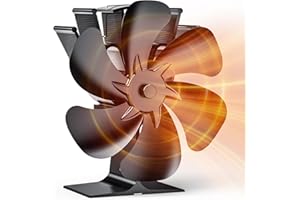 Wopigh Kaminventilator 6 Flügel Ofenventilator Ohne Strom, Holzofenventilator Leiser Betrieb, Angetrieb Thermischer Ventilator für Kamin/Ofen/Holz/Holzbrenner/Ofenrohr (6 Blättern)