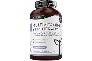 Nutravita Multivitamines et Minéraux - 365 Comprimés (12 Mois) 26 Nutriments dont Zinc Fer Selenium Vitamine C A B D3 E K - Vitamines, Minéraux et Compléments Vegan Haute Absorption