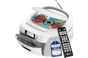 KLIM CD-spelare och Ljudkassettspelare, AM/FM CD-radio, Bluetooth CD-spelare, Stereoljud, Fjärrkontroll, Kassettinspelning, U