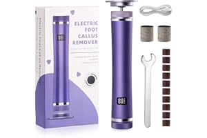 LUQIXCEY Electric Callus Remover, Hornhautentferner Elektrisch, Nagelschleifer Werkzeug, Geschwindigkeit Einstellbar mit 60+10 austauschbaren Fußfeilen für abgestorbene