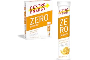 Dextro Energy Zero Calories I Recovery and Hydration Electrolyte Drink I Zero Effervescent Tablets I Orange | 3 Tubes, 60 Tablets |