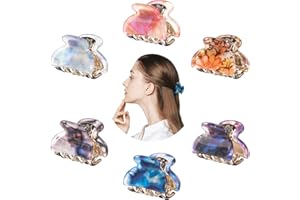 ‎KAVYA Kavya 6 Stück Haarspangen Damen, Haarklammer Klein Eckig für Dünnes Haar, Rutschfeste Haarspange Schildpatt-Acetat-Leoparden Haarklammern für Damen und Mädchen-C