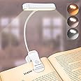 Glocusent Horizontal ET-Head Book Light for Reading in Bed, Eye Caring Clip on Light, CRI 95, 3 Colours & 5 Brightness, Rechargeable & Long Lasting, 1.4Oz Only Reading Light, Perfect for Book Lovers